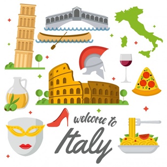 Coloured italy elements - Italy Clipart