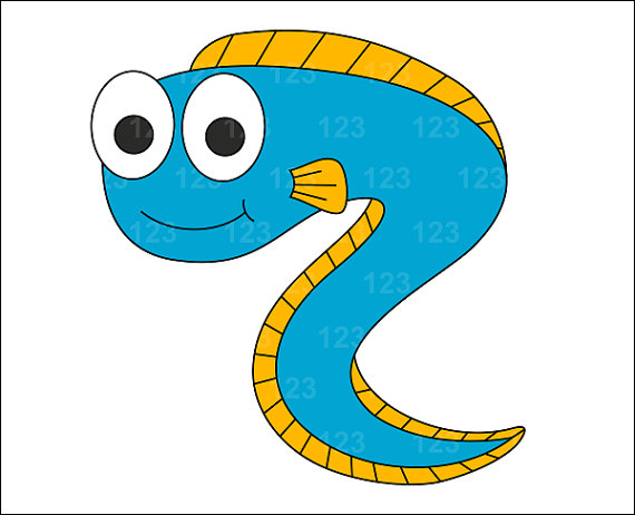 Items Similar To Blue And Yel - Eel Clipart