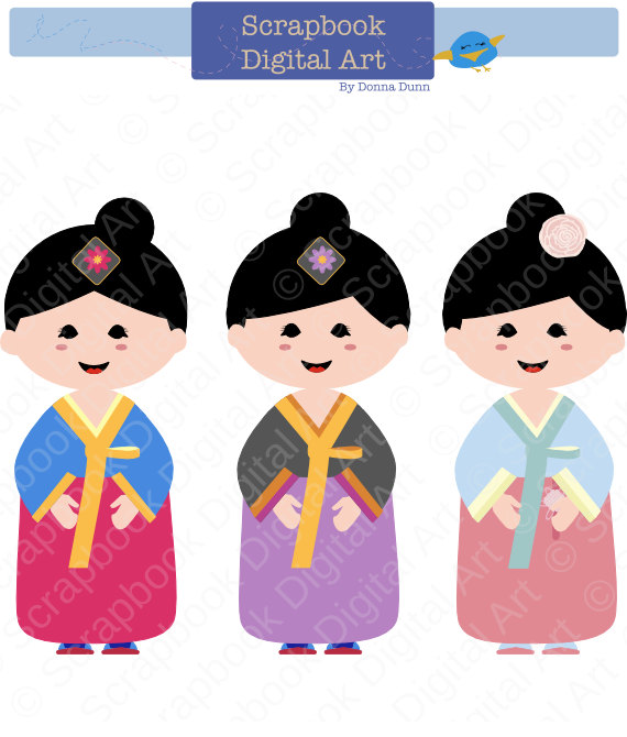 Items similar to Korean Girl Hanbok, Hanbok Clip Art, Hanbok Girl, Korean Traditional Dress Clip Art, Korea Clipart, Korean Hanbok Dress, Joseon-ot. on Etsy