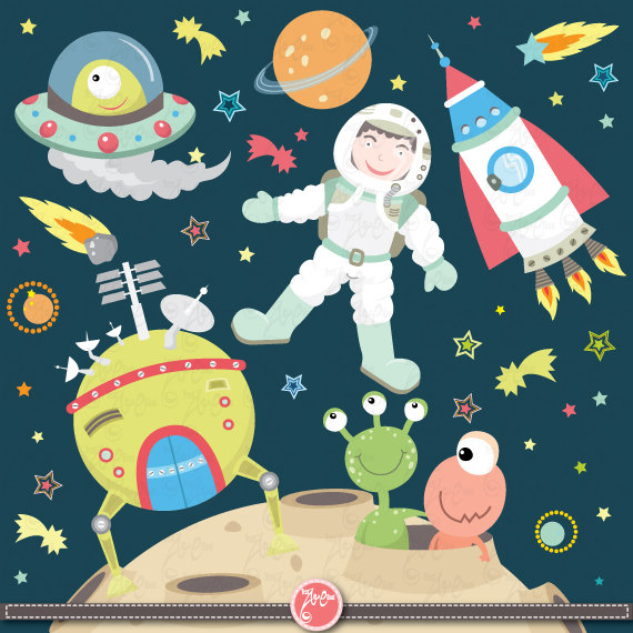 Items similar to Outer space clipart:u0026quot;OUTER SPACEu0026quot;clip art pack instant download Os003 spaceship,planets,rockets,stars for scrapbooking,card making,invites ...