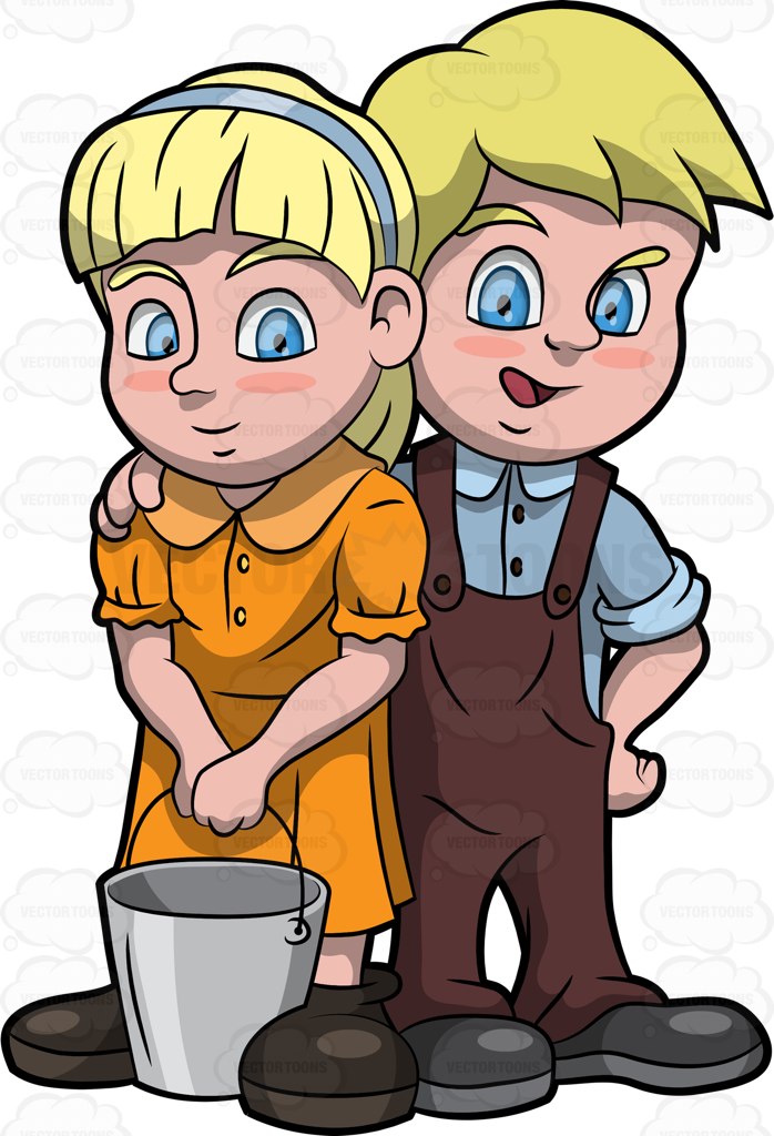 Jack and Jill with a pail of water
