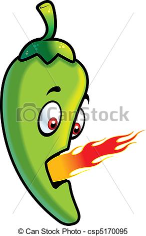 ... Jalapeno Fire - A cartoon green jalapeno breathing fire.
