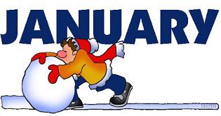 January and rolling a snowbal - January Clip Art