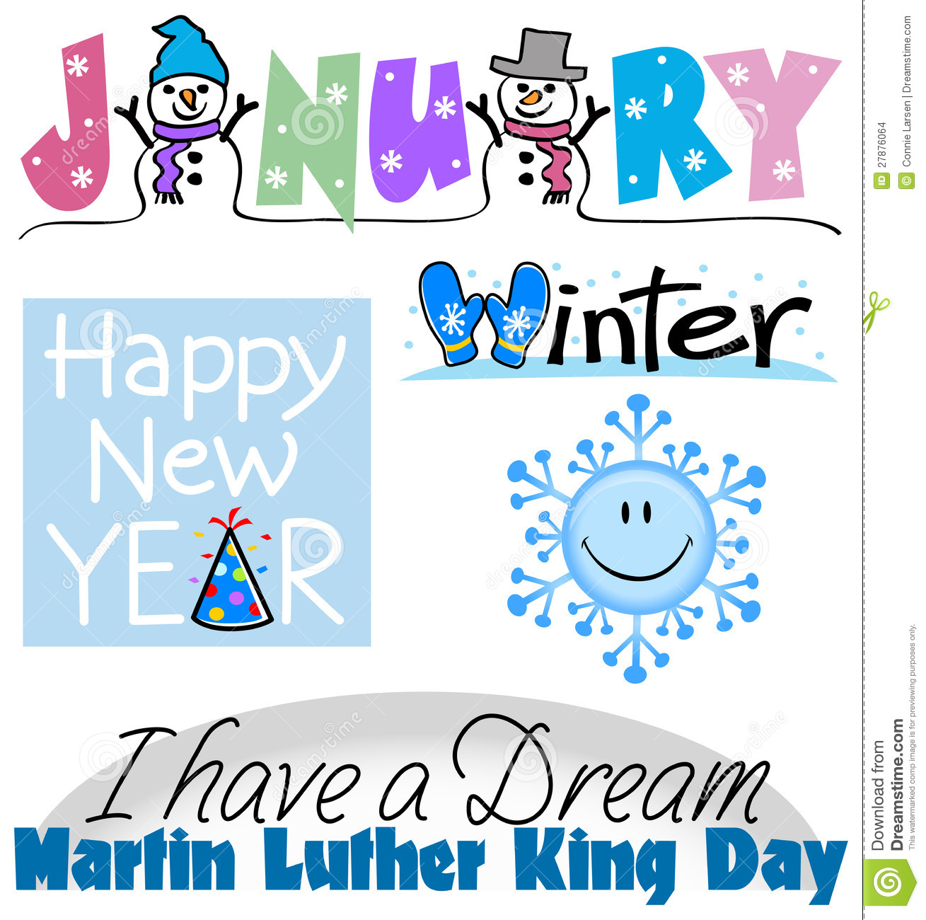 January Events Clip Art Set - January Pictures Clip Art