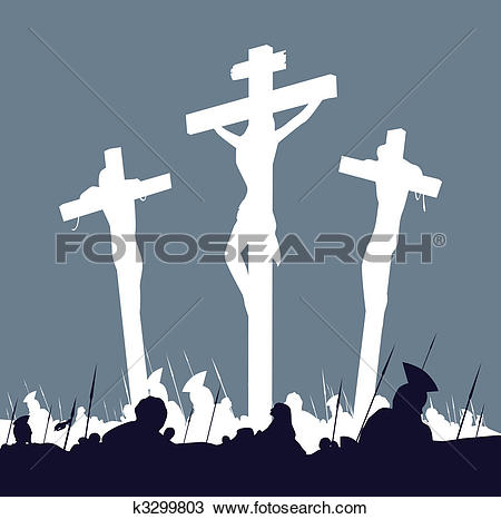 Jesus Christ crucifixion - scene with three crosses