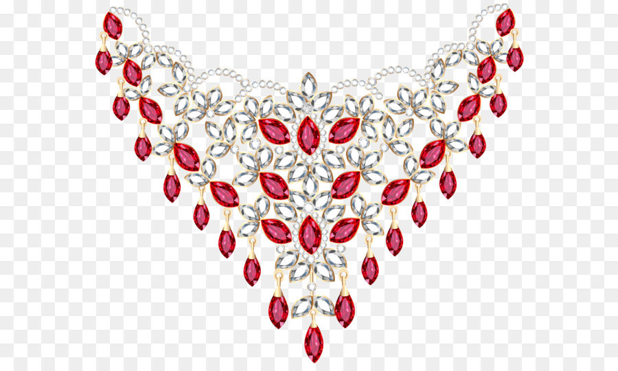 Earring Necklace Diamond Jewellery Clip art - Transparent Diamond and Ruby  Necklace PNG Clipart