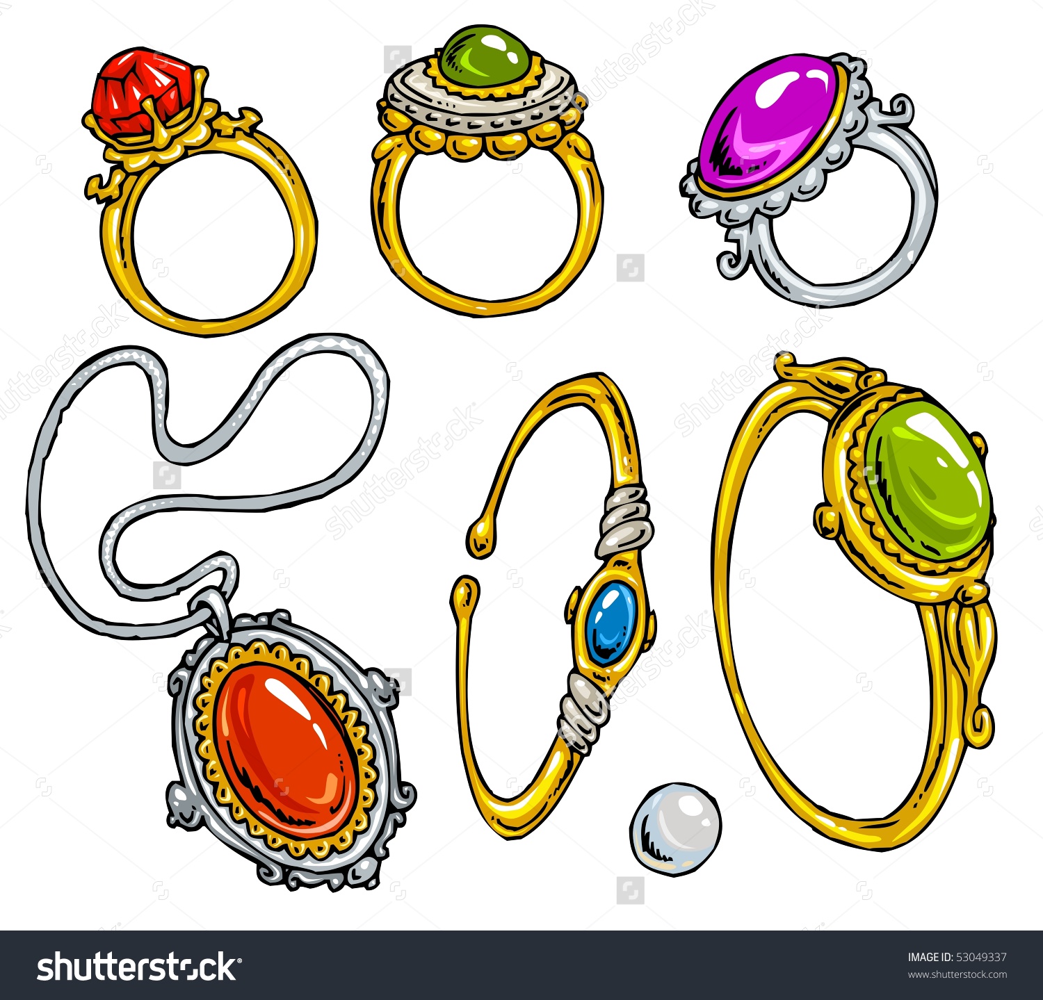Jewelry clipart black and whi