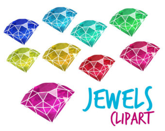 Jewels gems cut crystals digital gemstones clipart