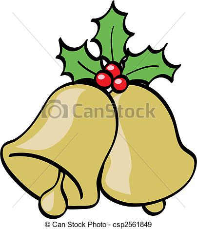 ... Jingle Bells and Holly berries, cartoon, vector illustration