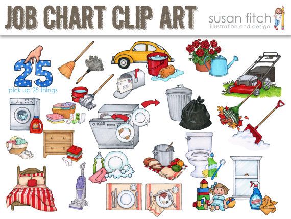 Job Chart Chore Chart Clip Art by SusanFitchDesign on Etsy