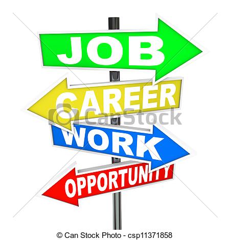 Job Career Work Opportunity Words Road Signs - csp11371858