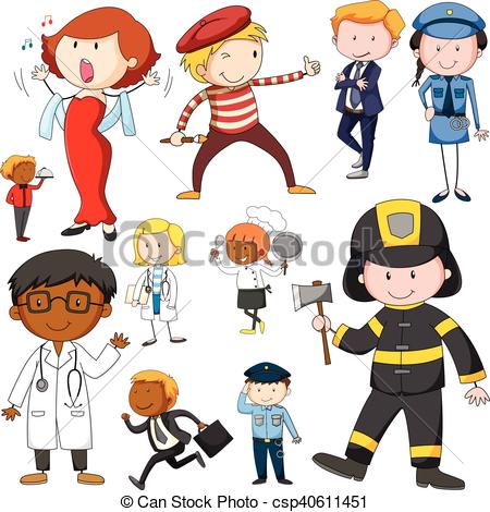 Set of people doing different - Jobs Clipart