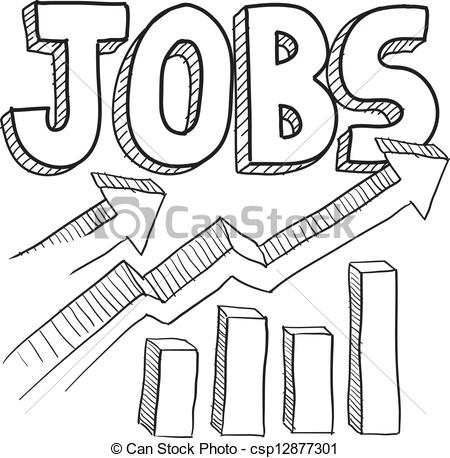 ... Jobs increasing sketch - Doodle style jobs or employment.