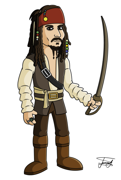 Captain-Jack-Sparrow-Cartoon- - Johnny Depp Clipart