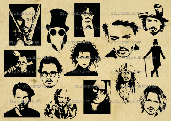 Digital SVG PNG JPG Johnny Depp, silhouette, vector, clipart, instant  Johnny Depp Clipart from STARDESIGN66 on Etsy Studio