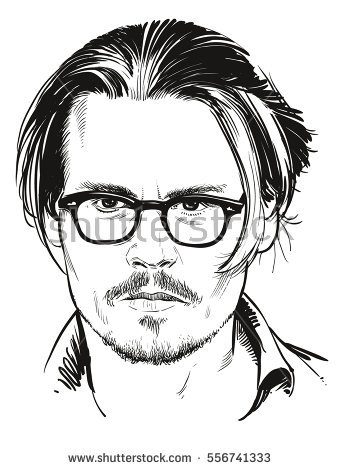 January 16, 2017: Portrait of Hollywood actor Johnny Depp. Vector  illustration. Editorial