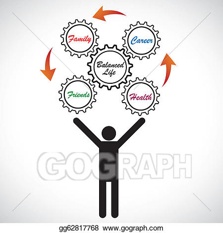 . ClipartLook.com Concept illustration of person juggling work life balance. The graphic  shows man trying to achieve