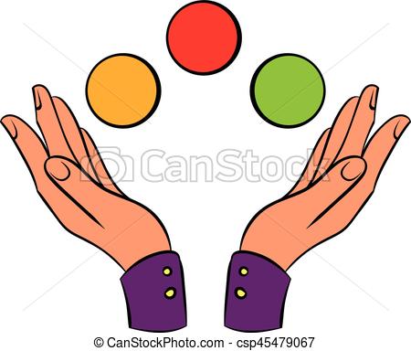 Hands juggling balls icon cartoon - csp45479067