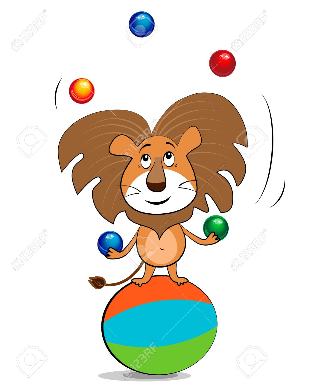 Lion juggling balls Illustration