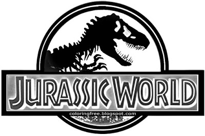 Prehistoric Jurassic world dinosaurs park logo teenage science fiction  movie free coloring book page