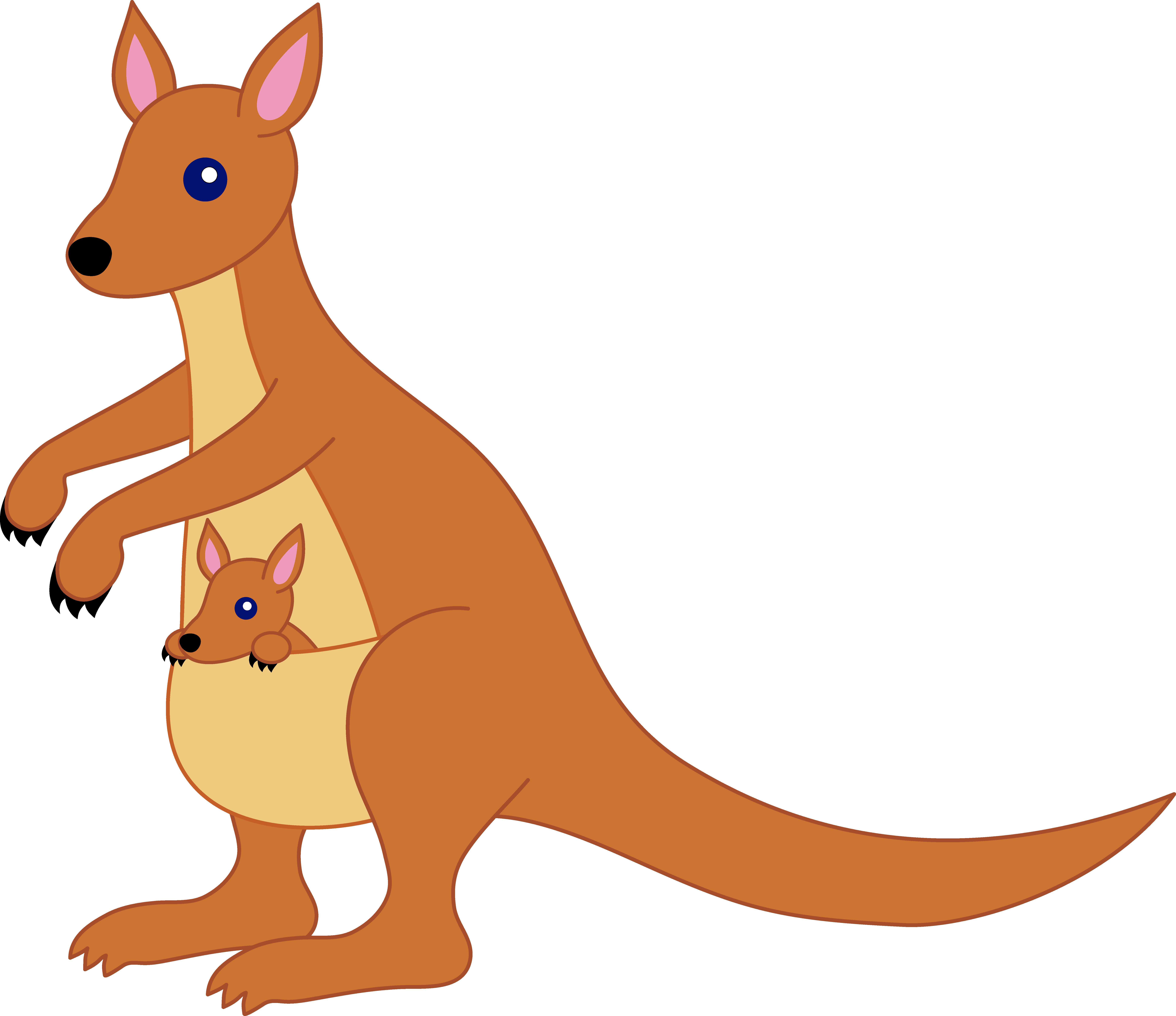 Kangaroo cartoon with baby