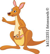 Cartoon Kangaroo and Joey - Kangaroo Clipart