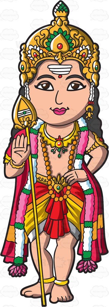 The Hindu God Murugan Cartoon Clipart - Vector Toons