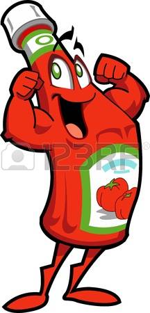 ketchup: Healthy Happy Ketchup Bottle Cartoon Character Illustration
