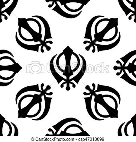 Khanda Sikh icon pattern on white background. Adobe illustrator -  csp47013099