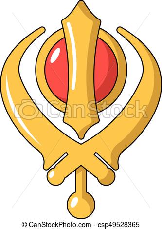 Khanda symbol sikhism religion icon, cartoon style - csp49528365