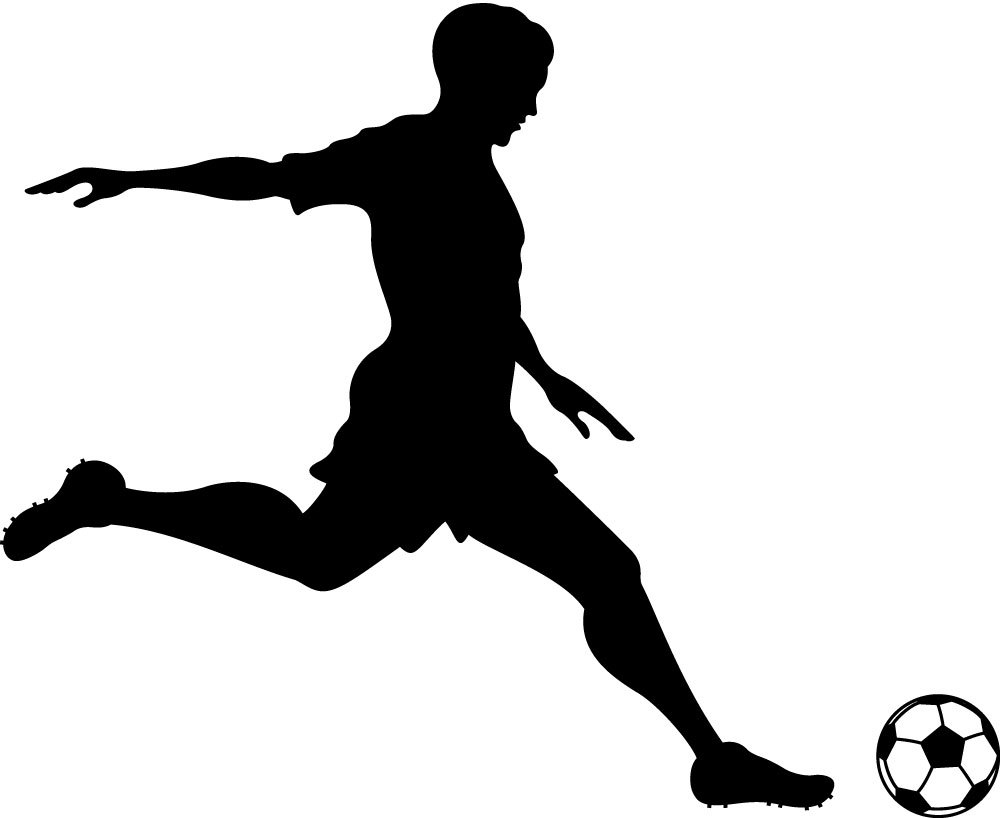 Kicking Soccer Ball Silhouett - Clipart Soccer Player