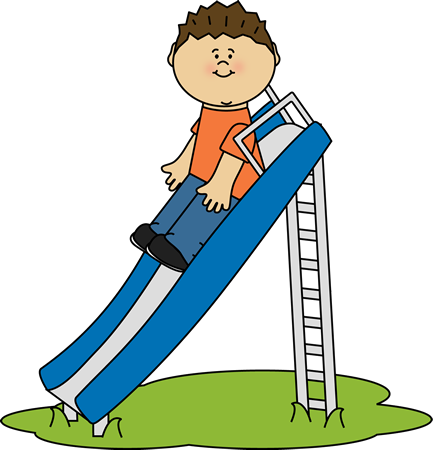 Kid Playing on a Slide Clip Art