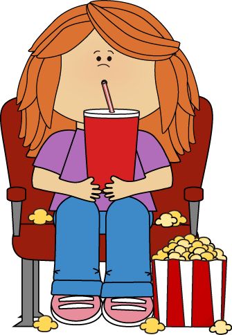 Kid with Movie Popcorn and Dr - Movies Clip Art