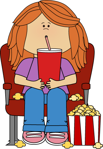 Kid with Movie Popcorn and Dr - Clip Art Movie