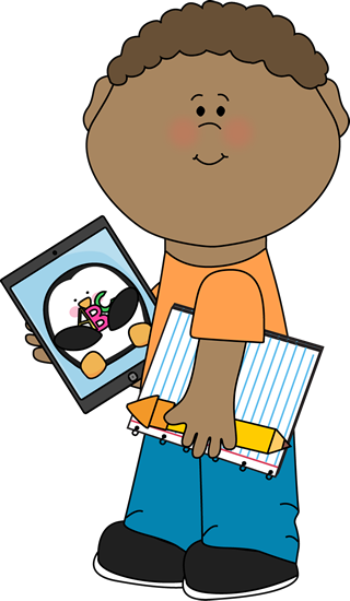 Kid with School Supplies and  - Clipart Kid