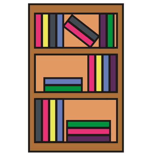 kids bookshelf clipart