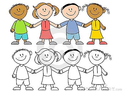 kids hand clipart black and w - Kids Holding Hands Clip Art