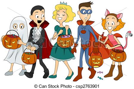 Kids In Halloween Costumes - Halloween Costume Clip Art