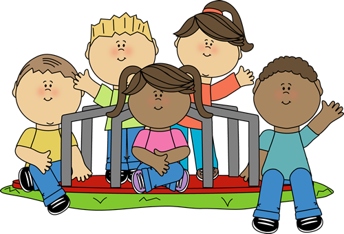 Kids on a Merry Go Round - Cute Kid Clipart