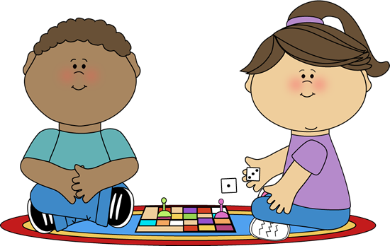 Kids Playing a Board Game - Board Games Clip Art