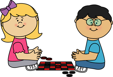 Kids Playing Checkers Clip Art