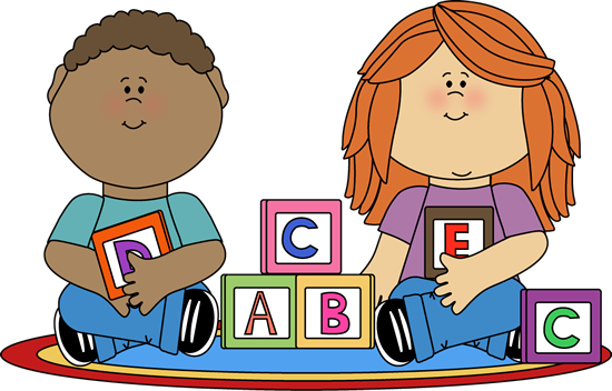 Kids Playing with Blocks - Clip Art Children Playing