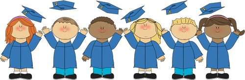 Kids Tossing Graduation Caps - Graduate Clip Art