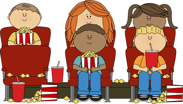 Kids Watching Movie in Theate - Clip Art Movie