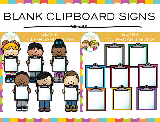 Kids with Blank Clipboard Sig - Signs Clipart