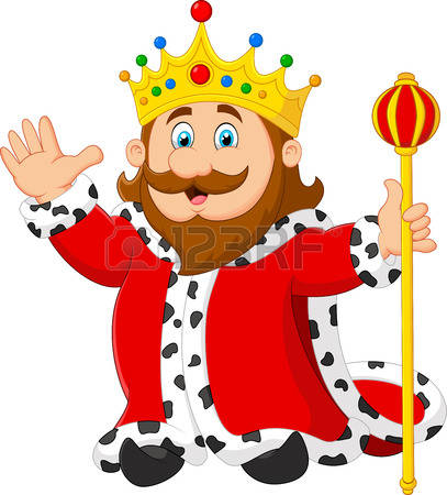 king crown: Cartoon king holding a golden scepter