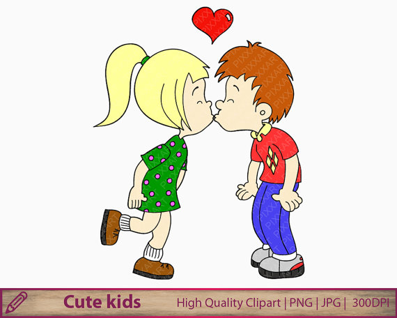 Boy girl kiss clipart, boyfriend girlfriend friendship clip art, love  valentine, commercial use, digital instant download, png jpg 300dpi