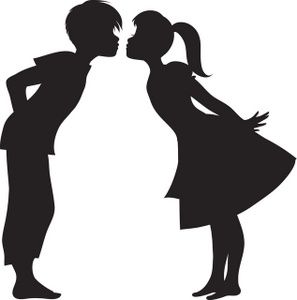 First Kiss Clipart Image - Silhouette of a First Kiss