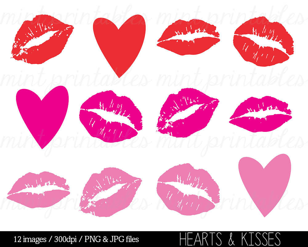Kisses Clipart Clip Art Heart Clipart Hearts by mintprintables