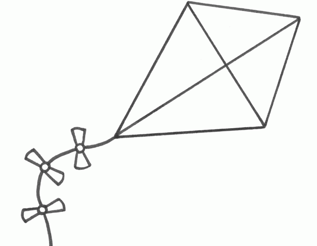 Kite Black And White Clipart  - Clip Art Kite